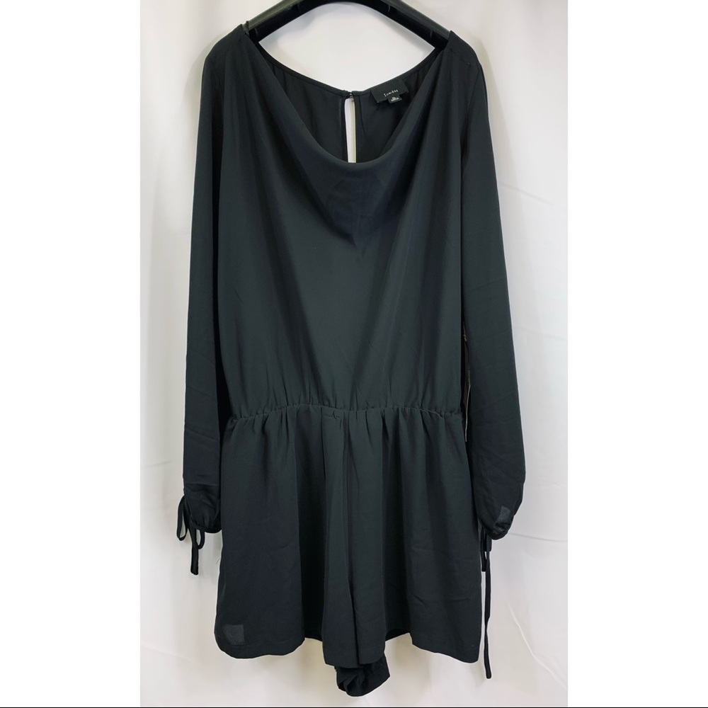 NWT LUMIERE Chiffon Black Long Sleeve Romper Size XL